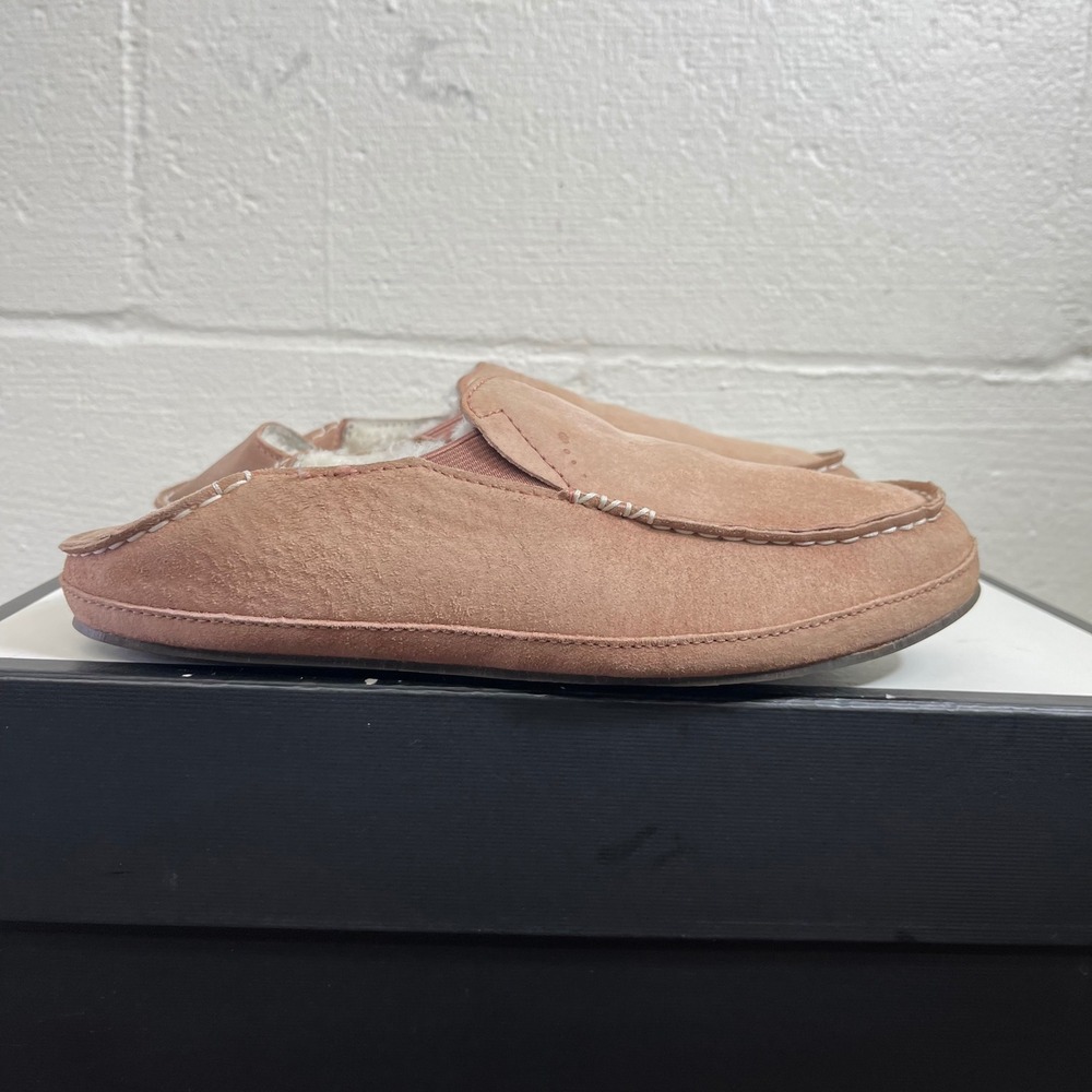 OluKai Nohea Slipper 20269-WCWC Pink Suede Shearling Slip On Women's 8 US/38 EU